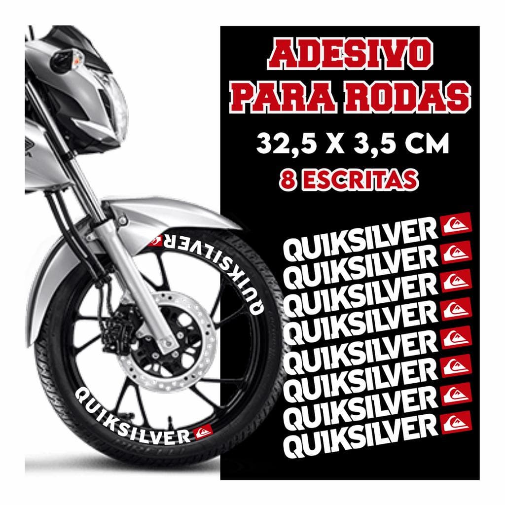 Adesivo Quiksilver 8 Unidades Roda Aro Moto Bike Decoração
