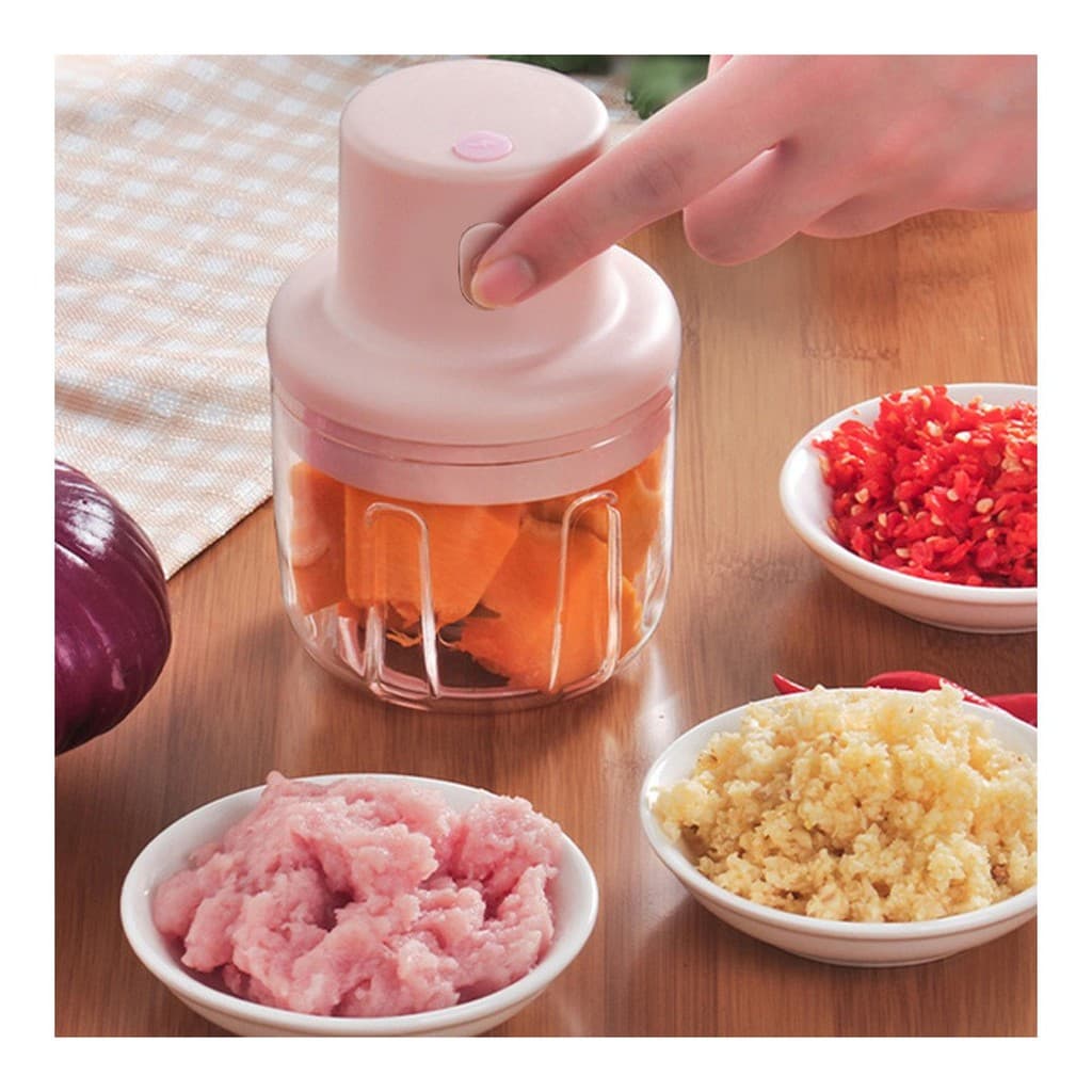 Mini Processador Moedor Alho Portátil C/ Lâminas Dupla