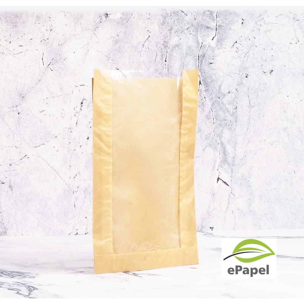 100 Saco Kraft Com Visor Liso 23x42 Pão Doce Sovado