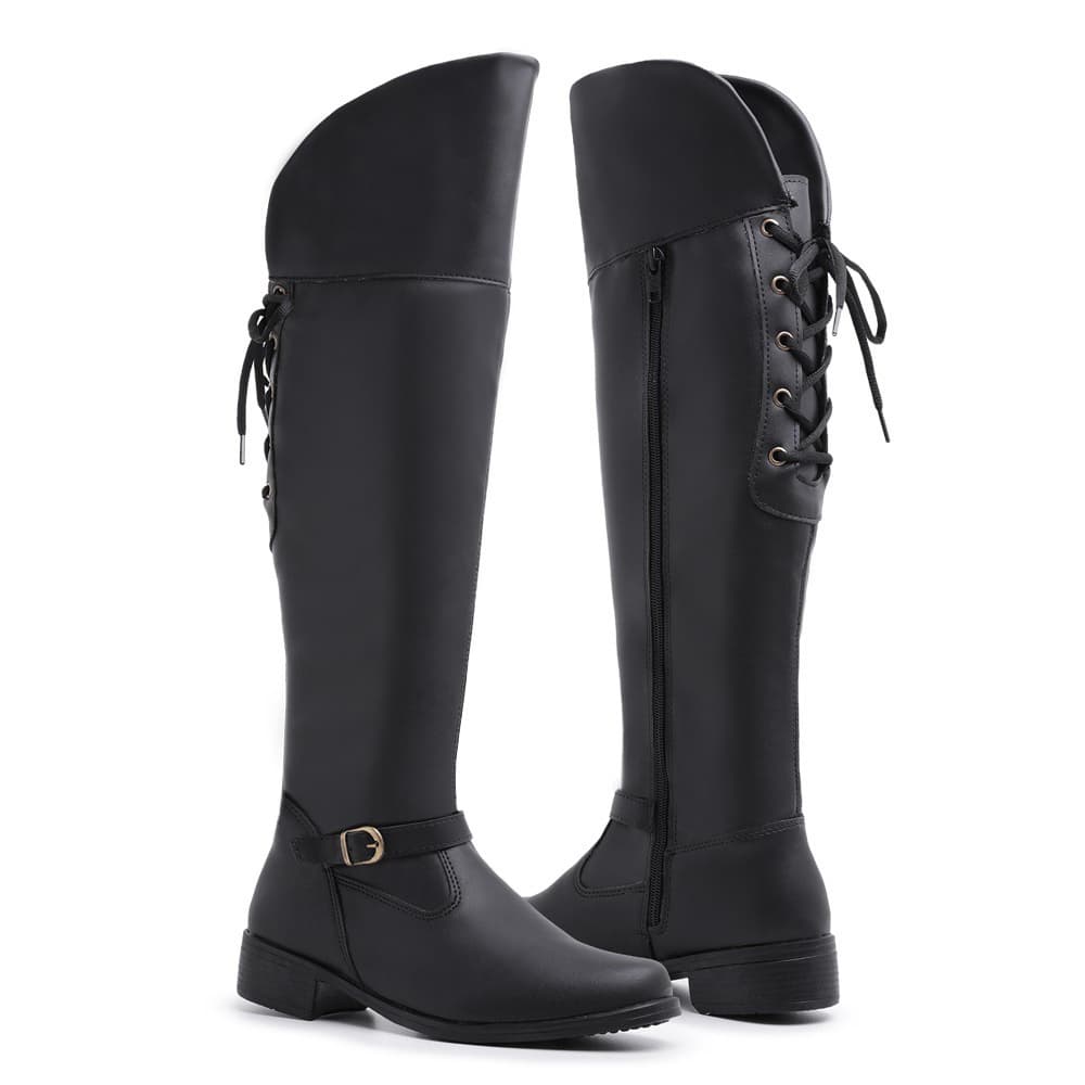 Bota Over Feminina Montaria 11503 Cores Com Zíper Confortável Casual Cano Alto Over The Knee