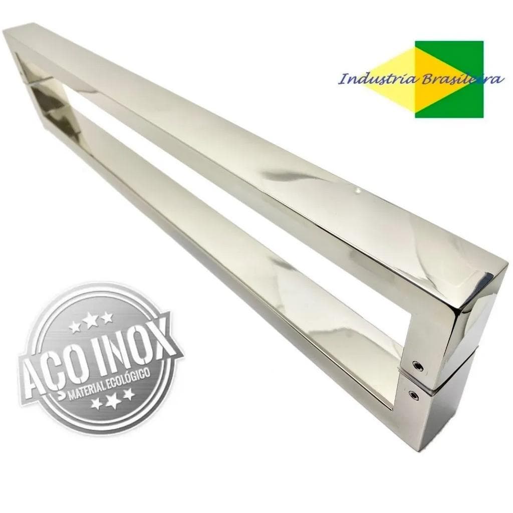 Puxador U para Porta Pivotante Madeira e Vidro inox Polido