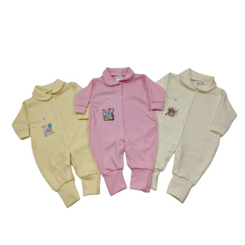 Kit com 3 macacões canelados pé reversivel MENINA