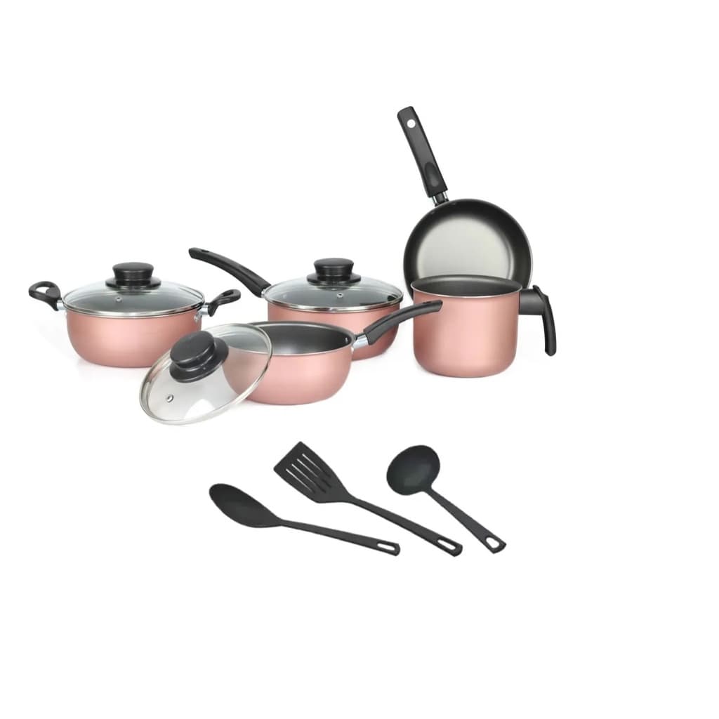 Conjunto Jogo de Panelas kit 8 Peças Elegan E Tampa De Vidro