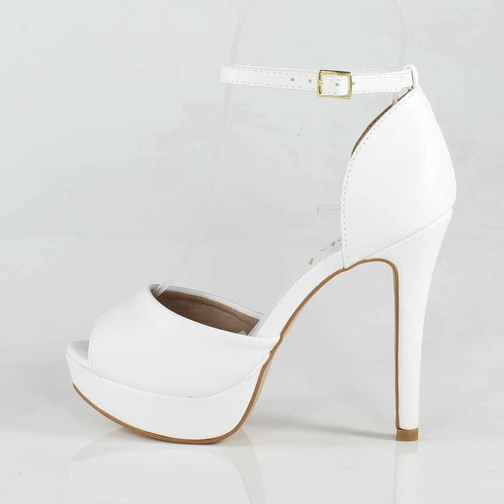 Sandália Salto Alto Week Shoes Meia Pata New Pele Branco