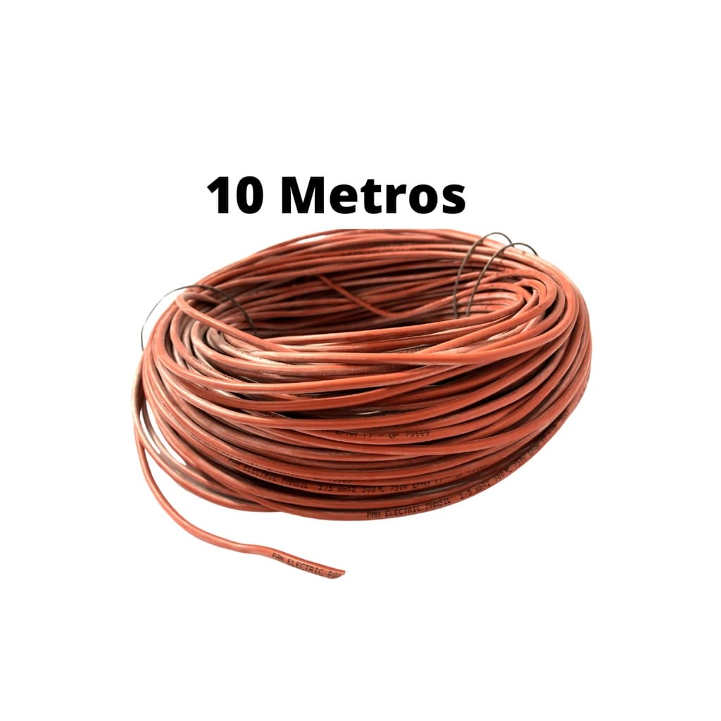 Cabo Silicone 2,5mm Alta Temperatura 300 C Pansil 10 Metros