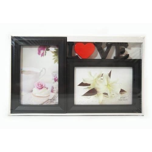PORTA RETRATO DUPLO LOVE 10X15 PRETO  PF-1032- SQUARE