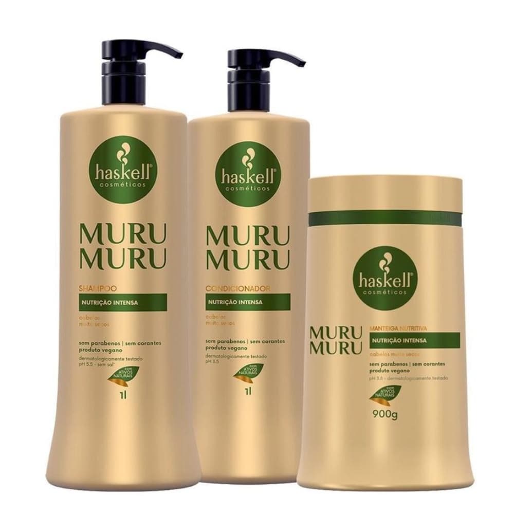 Kit Haskell Murumuru Shampoo 1L + Condicionador 1L + Máscara 900g