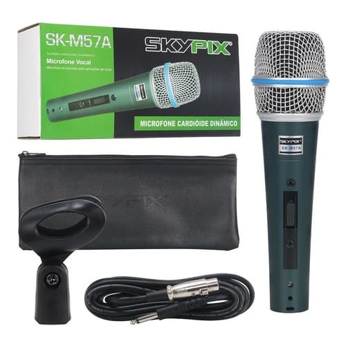 Microfone de Mão Profissional Com Cabo 3 Metros SK-M57A Skypix