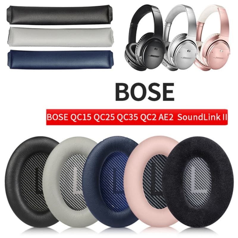 Fones De Ouvido De Couro De Substituição Para Bose QuietComfort QC35 25 AE2 AE2i Fita Com Manga Macia A Cabeça
