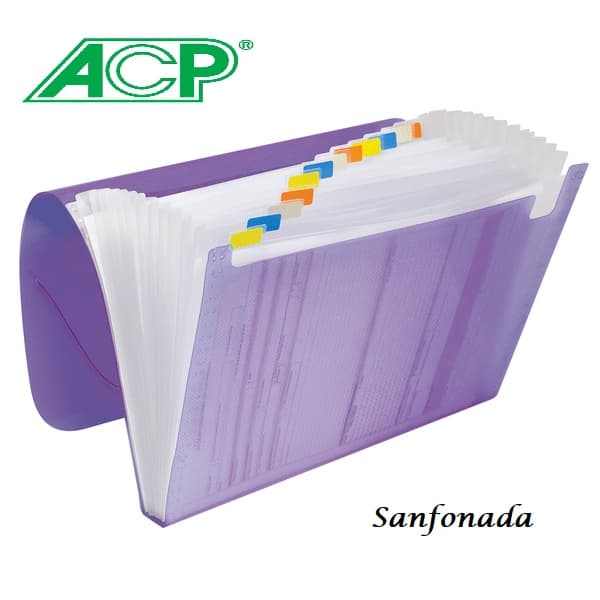 Pasta Sanfonada Plastica A4 12 Divisoes Violeta ACP