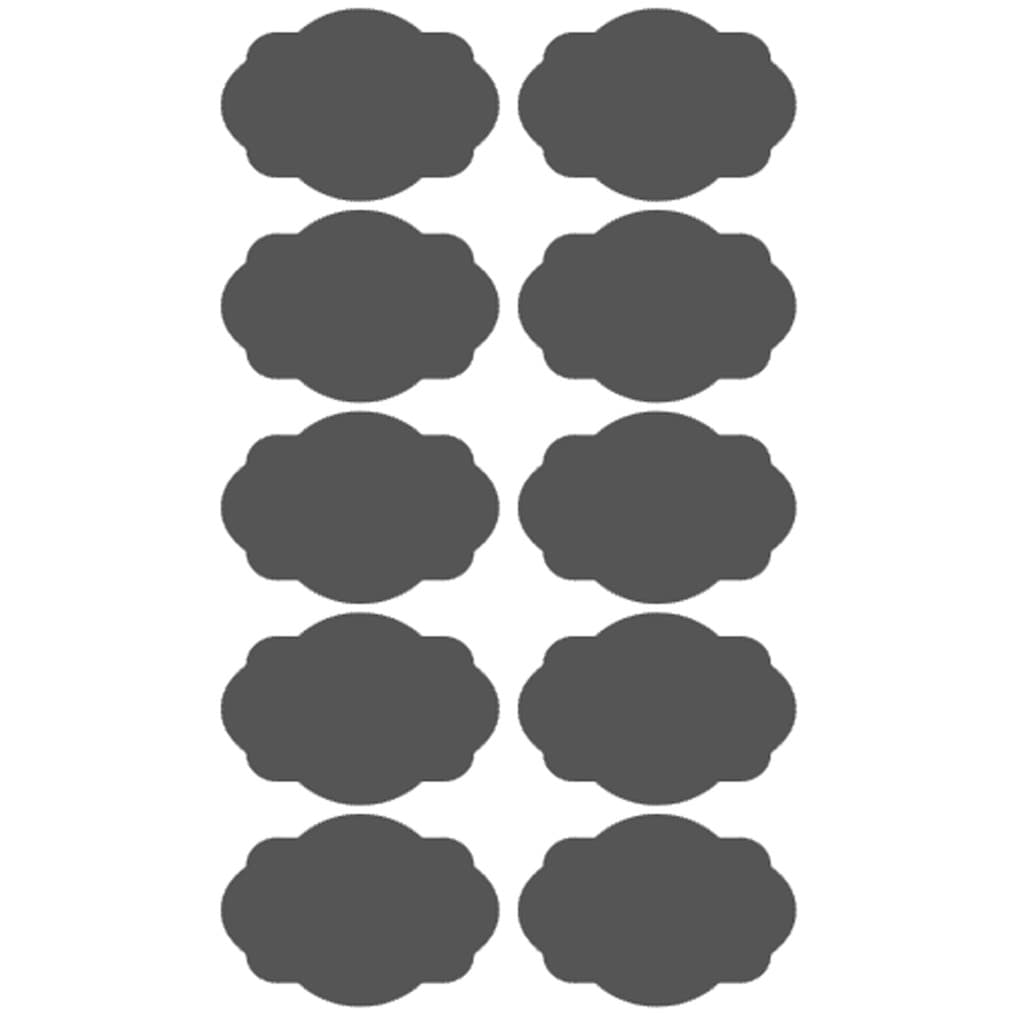 32 Etiquetas Adesiva Lousa Apagável Preta Fosca Vinil (16 de 6,5cm x 4,5cm e 16 de 6cm x 3cm)