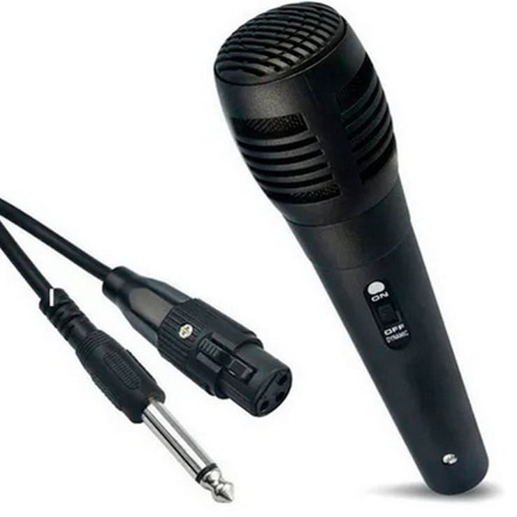 Microfone Com Fio Profissional Karaoke Caixa de Som Igreja Palestra Cantar Show Cabo