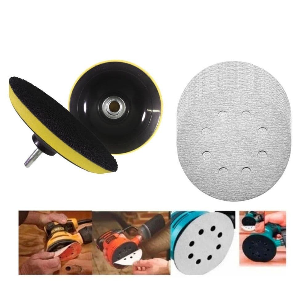 Kit Base Disco de Lixa com 10 Disco de Lixa Branco 150mm Grão 320