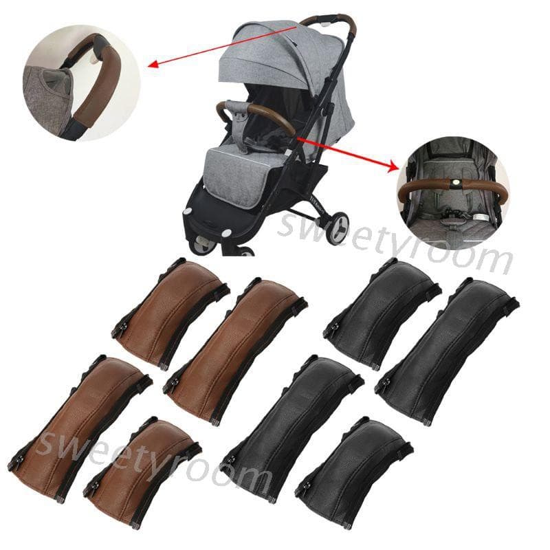 4 Peças / Conjunto Capa Couro Pu Alça Para Carrinho Bebê / Carrinho Bebê Yoyaplus