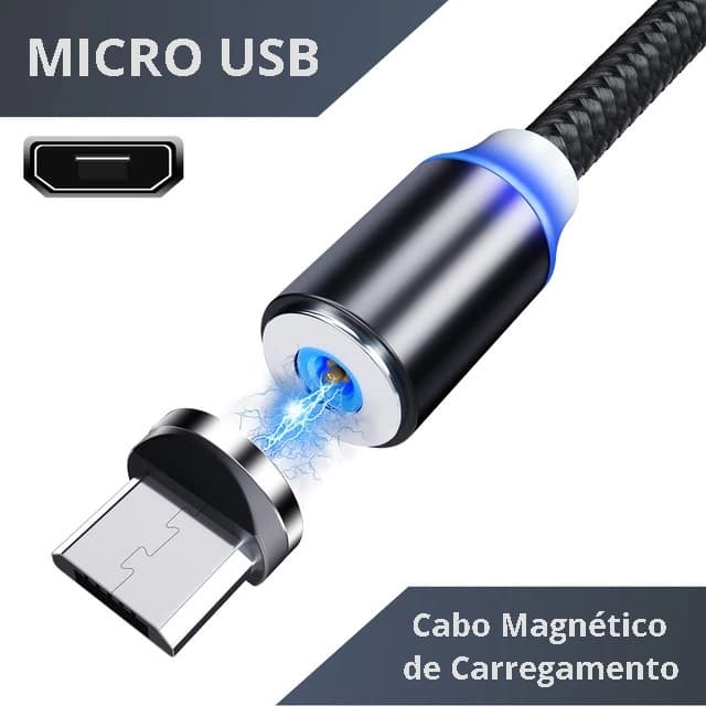 Cabo de Carregamento USB Magnético Android Tipo-C Micro USB
