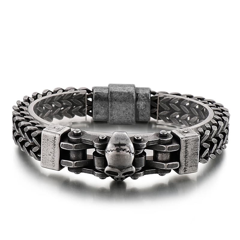 Estilo Punk Aço Corrente Crânio Decoração Tendência Pulseiras Masculinas Ornamentos Homens Joias