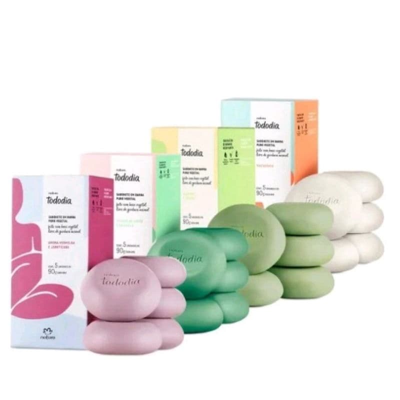 4 Caixas de sabonetes Natura todo dia com 5 unidades de 90g cada Váriadas Fragrâncias