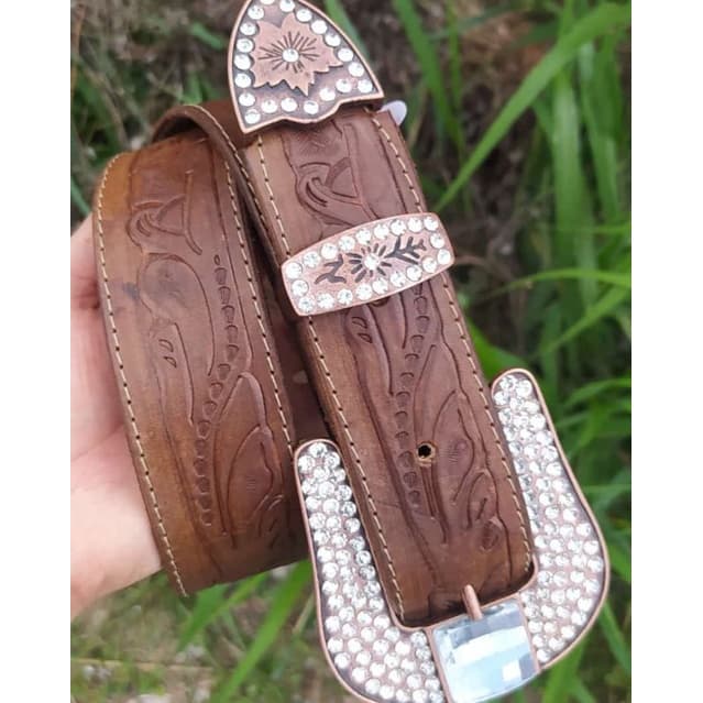 cinto feminino com fivela todas em pedraria 100% couro ((((envio imediato))))