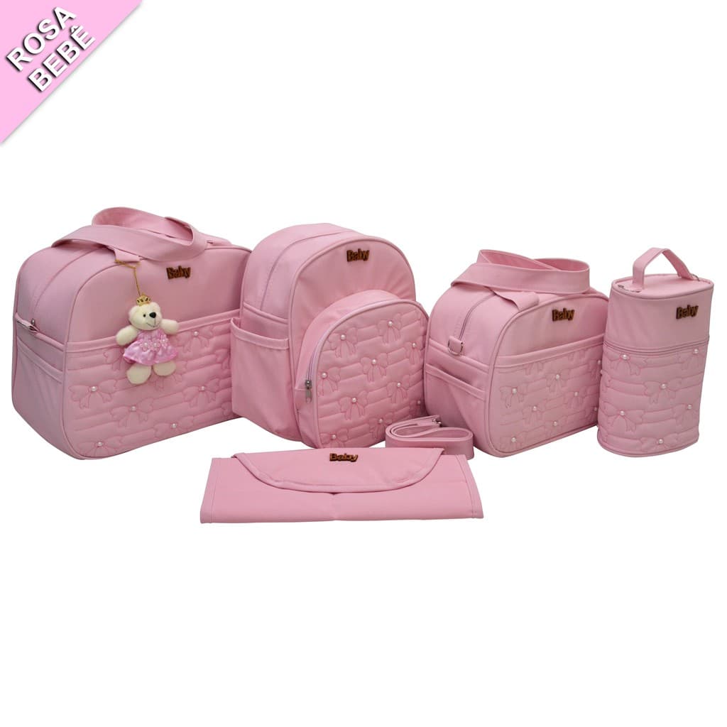 Kit bolsa/Mochila maternidade bebê luxo menina 5 peças super completo