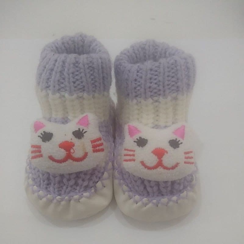 Meia Pantufa Bebês gatinho Tricô Lã