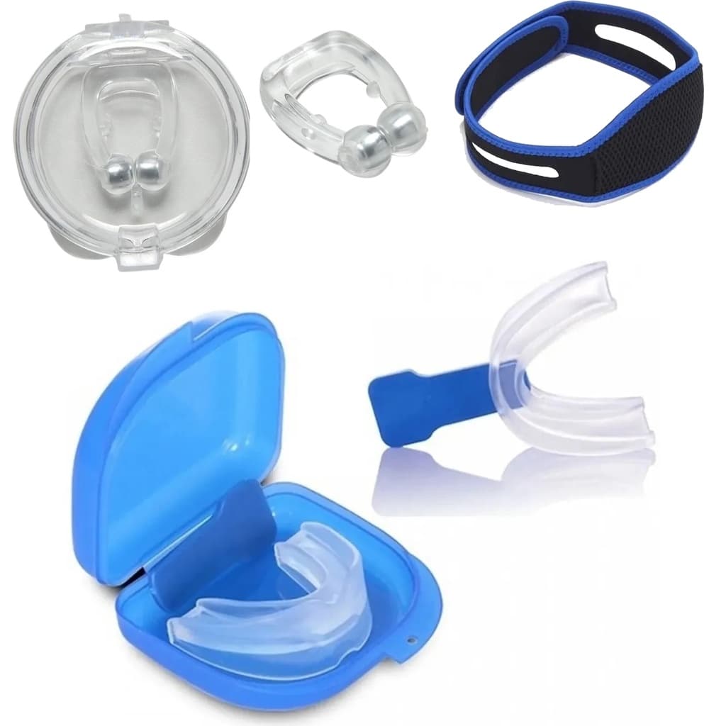 Kit Anti Ronco Protetor Bucal + Faixa Queixeira + Clip Nasal