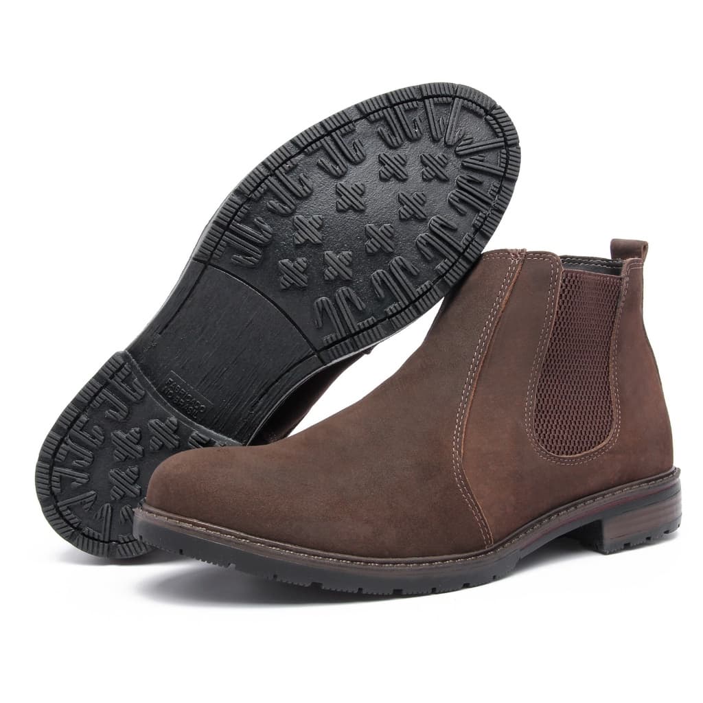 Bota Botina Masculino Cano Baixo Couro Legítimo Mocflex Ref. 13.500 Modelo Chelsea