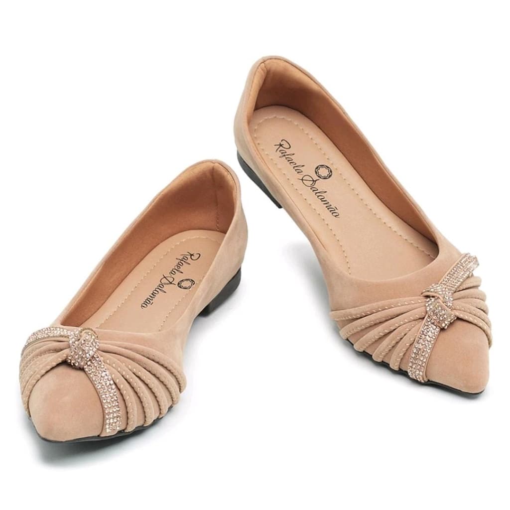 Sapatilha Nude Feminina Strass Confortavel Macio moda casual moda feminina