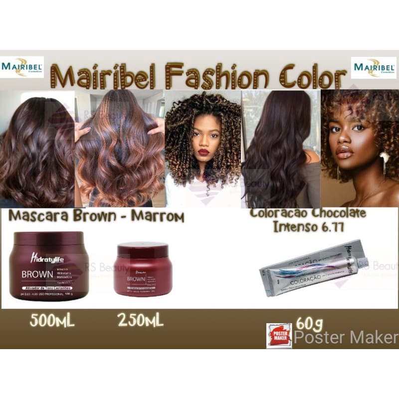 Mairibei Condicionador Máscara Matizadora BROWN - Marrom 500mL/250mL
