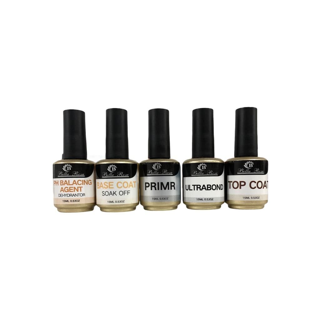 Kit Bella Rosa Base Coat + Primer + Top Coat + PH + Top Coat + Ultrabond 15ml