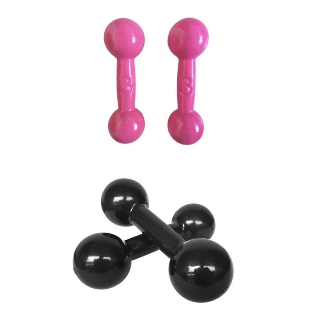 Kit Musculação Par Halter Emborrachado 3 kg + Par Halter 4 kg cada