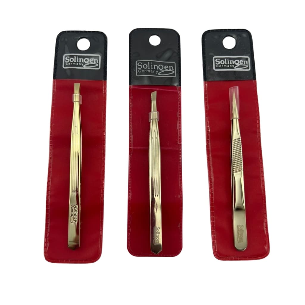 Kit 3 Pinças Estreitas Solingen Para Designer De Sobrancelhas