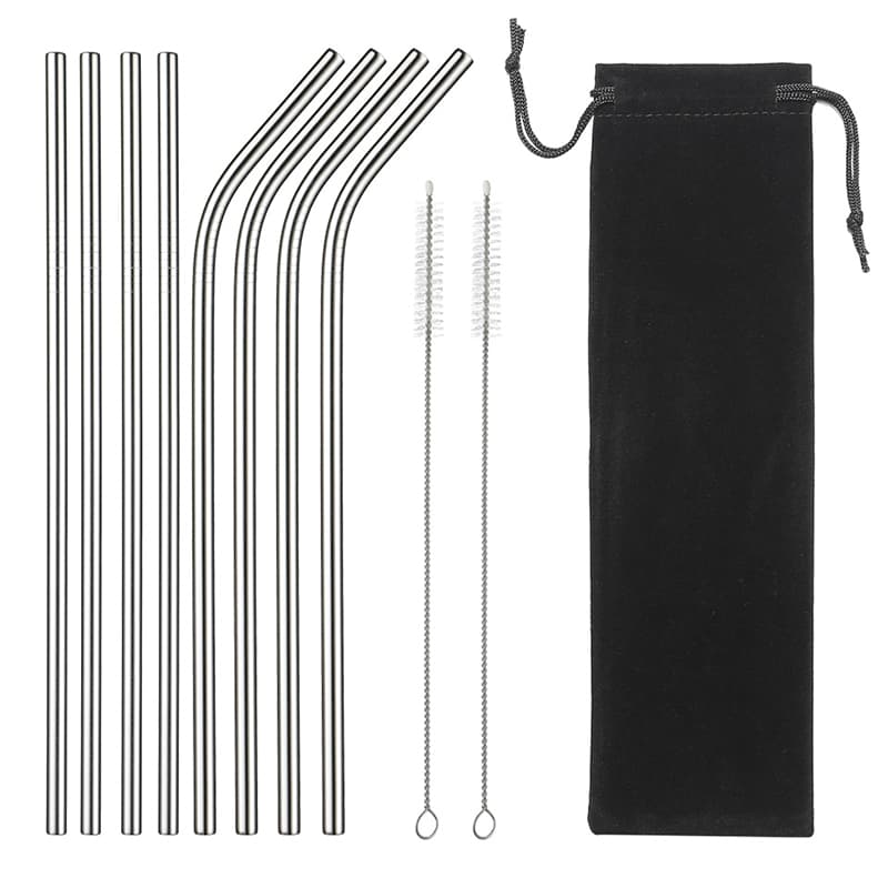 5 Pçs/Set 304 Palha De Aço Inoxidável Reutilizável Metal Beber Canudos Conjunto Atacado Com Escova Limpeza Festa Barra A