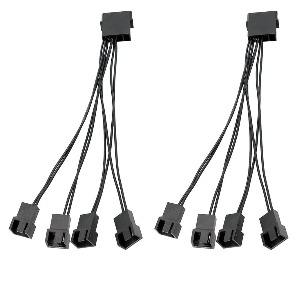 Kit 2 Unid Cabo Adaptador Multi Fan 4 Coolers Fan 4 X 3 E 4 Pinos 12v