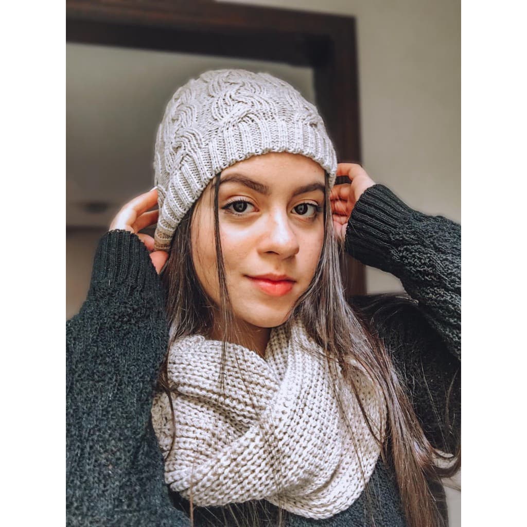 Gorro touca inverno tricot lã trança macio básico