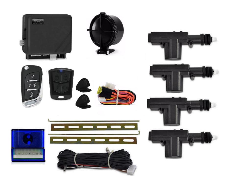 Kit Alarme Canivete + Trava Eletrica Universal para 4 Portas