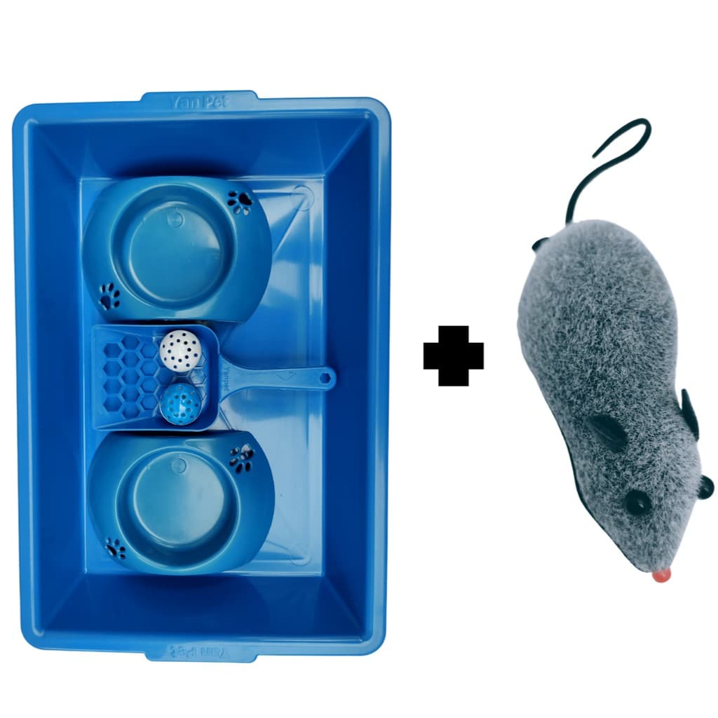KIT Higiênico para Gatos - Banheiro Para Gato Caixa De Areia + Comedouro + Presente / Banheiro Para Gato