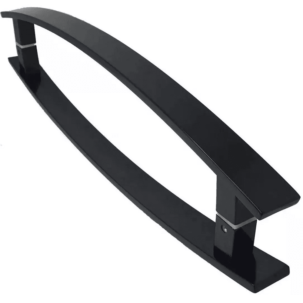 Puxador para porta Pivotante Curvo Madeira e Vidro INOX Preto