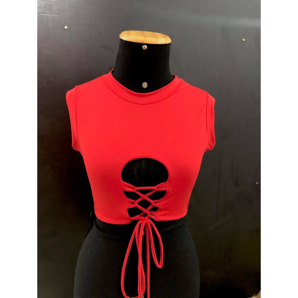 Cropped Blusa Feminina Curta Cropped Decotado Gola Alta Regata Decote Tiras Moda Blogueira
