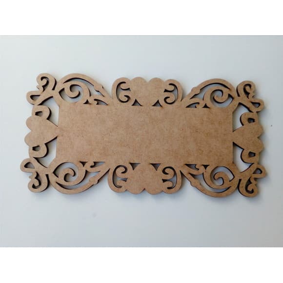 Placa Coração Arabesco Corte a Laser MDF Cru 20X10cm Modelo n18