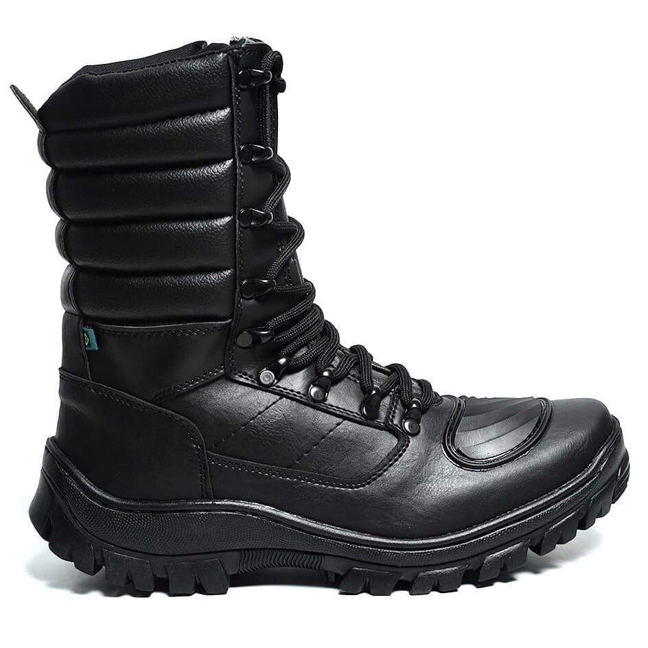 Coturno Masculino Miltar Motoqueiro Com Zíper Lateral 8600