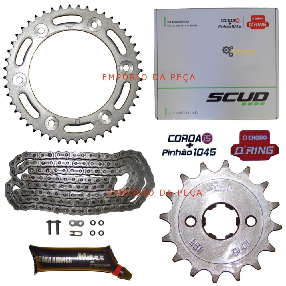 Kit Relação Transmissão Original Scud para Moto Bros 160 Xre 190 com Retentor