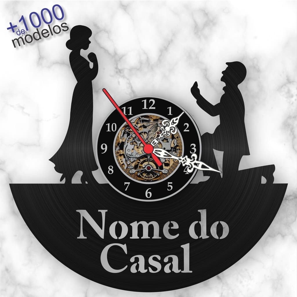 Relógio Parede Casal Pedido Namoro Casamento Dia Namorados Disco Vinil Presente Charmoso Bonito