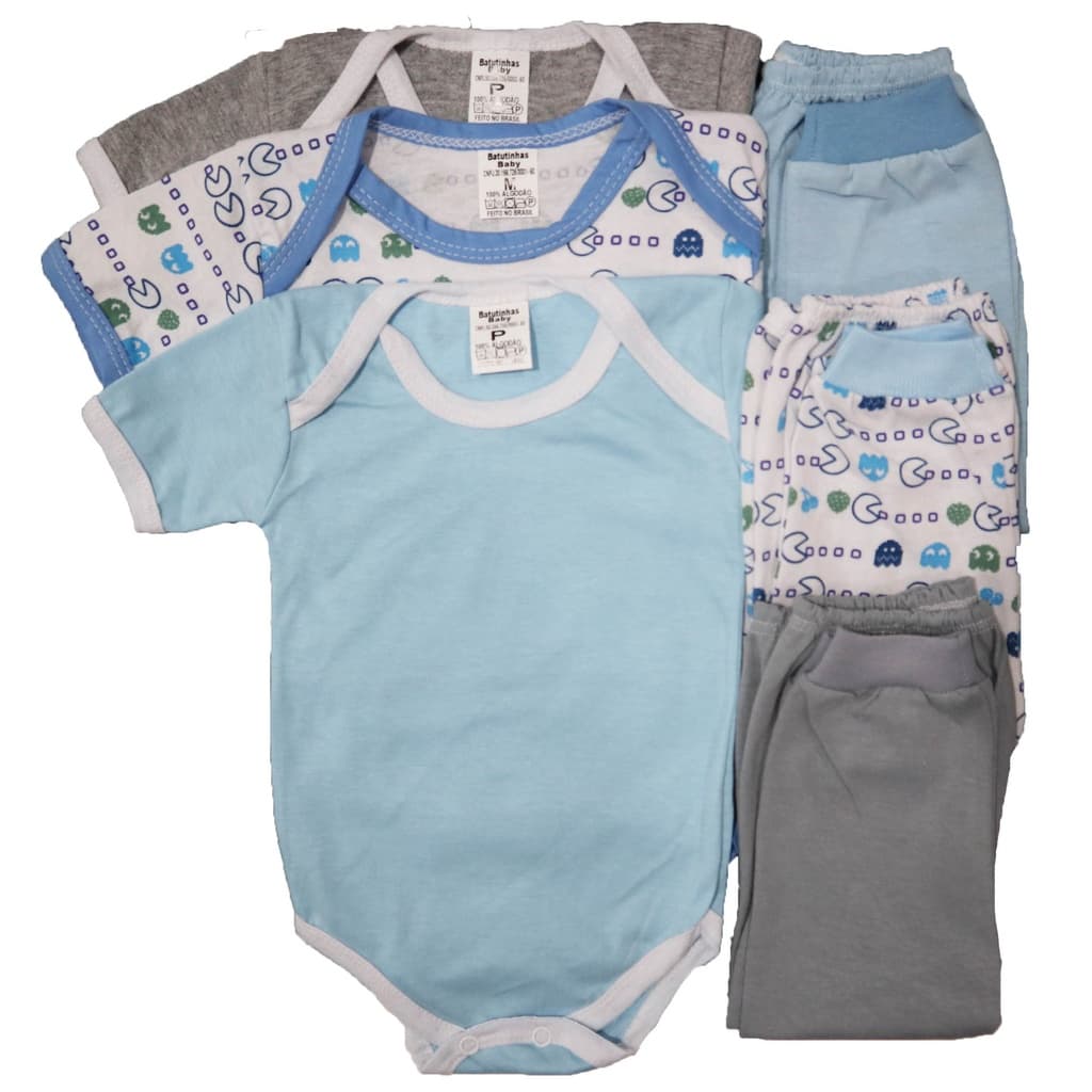 Roupa De Bebe Body Manga Curta+mijão Kit C/6 Menino/menina