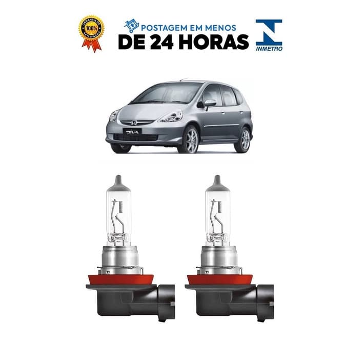Par Lampada Farol de Milha Honda Fit 2003 2004 2005 2006 2007 2008 H11
