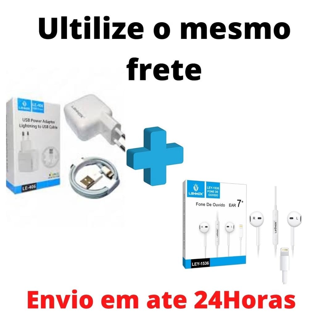 Kit Para Iphone Carregador Lehmox  + Fone Lightning Para Iphone Aproveite o Mesmo Frete