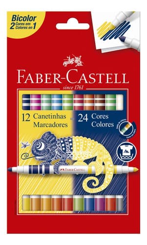 Canetinha Hidrográficas Bicolor Com 24 Cores Faber Castell ORIGINAL