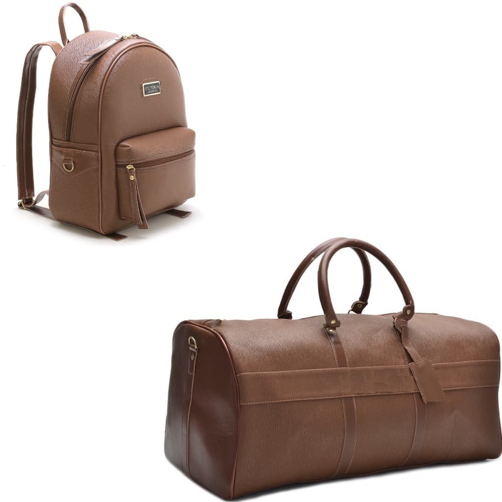 Bolsas Mala + Mochila Casual Viagens Passeio Caramelo
