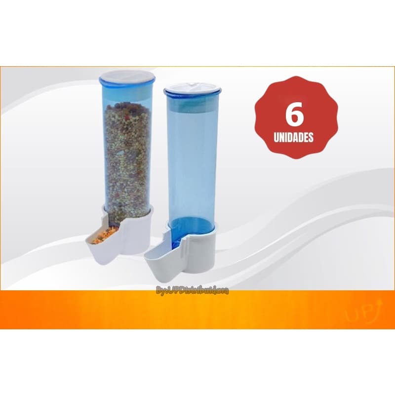 Kit 6 Comedouro Italiano Automático Plastico p/ Aves - 120ml Malha Fina