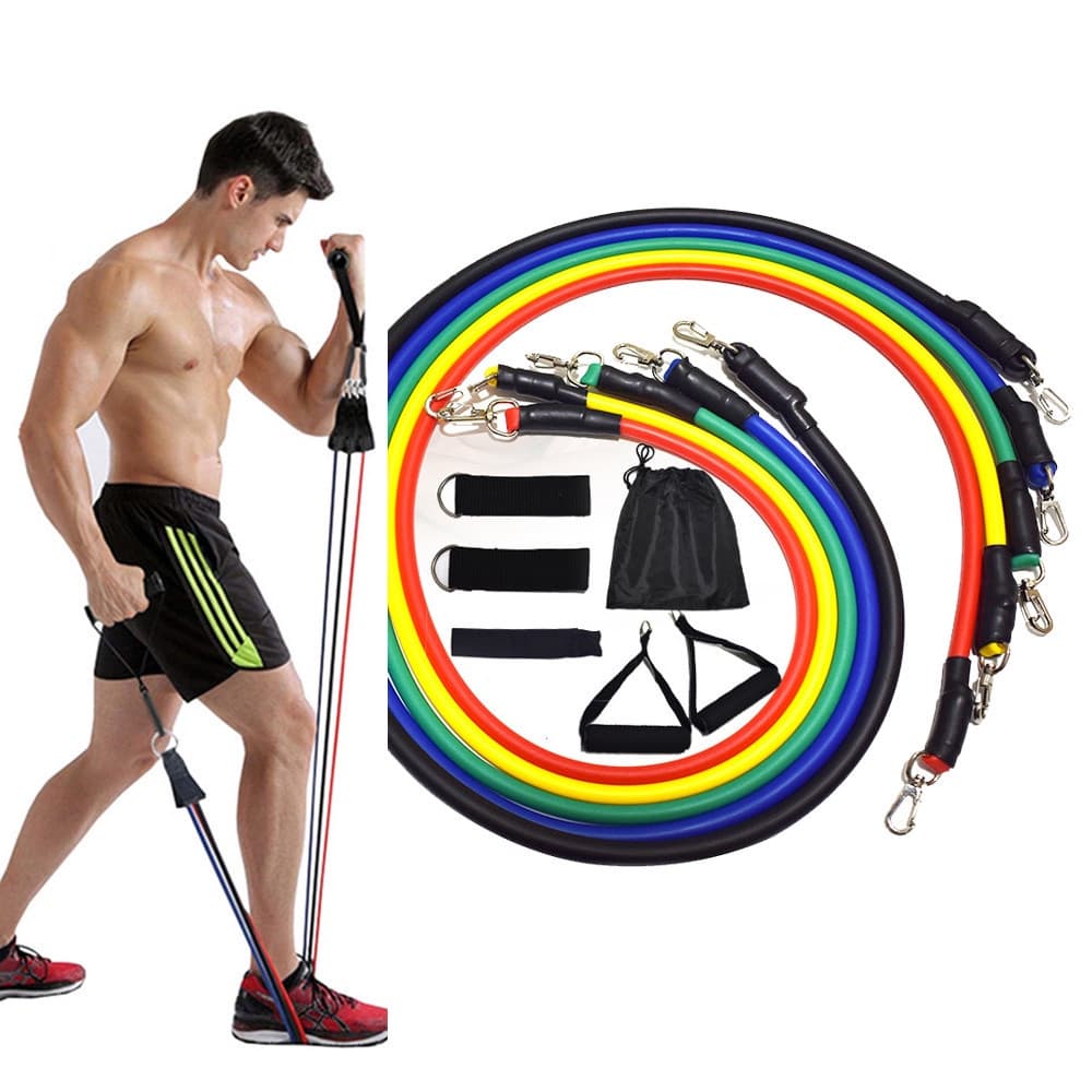 Kit Elástico Extensor 11 Itens Musculação Funcional Em Casa