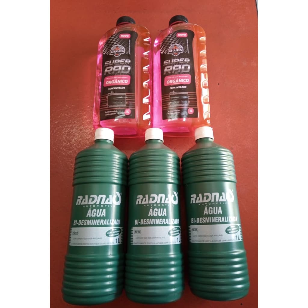 Kit Arrefecimento 2 Aditivos Rosa + 3 Águas Desmineralizadas